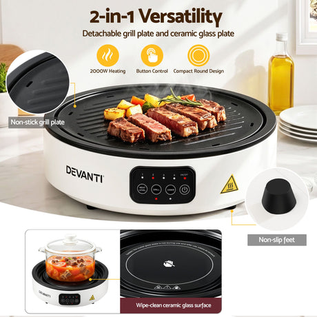 Devanti Ceramic Cooktop Electric Hot Plate Countertop Grill Cooker White - Shoppers Spot Appliances > Kitchen Appliances > Cooktops & Stoves - Alternate view 4