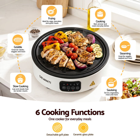 Devanti Ceramic Cooktop Electric Hot Plate Countertop Grill Cooker White - Shoppers Spot Appliances > Kitchen Appliances > Cooktops & Stoves - Alternate view 5