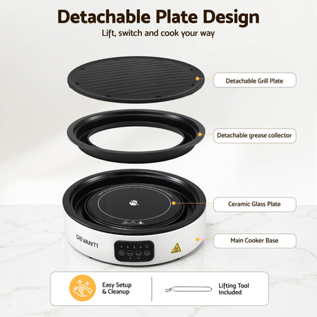 Devanti Ceramic Cooktop Electric Hot Plate Countertop Grill Cooker White - Shoppers Spot Appliances > Kitchen Appliances > Cooktops & Stoves - Alternate view 6