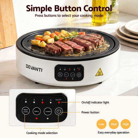 Devanti Ceramic Cooktop Electric Hot Plate Countertop Grill Cooker White - Shoppers Spot Appliances > Kitchen Appliances > Cooktops & Stoves - Alternate view 7