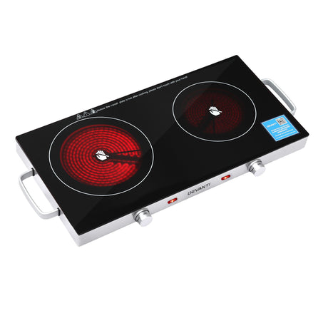 Devanti Portable Ceramic Cooktop Dual Burner Electric Hot Plate 2800W Black - Shoppers Spot Appliances > Kitchen Appliances > Cooktops & Stoves - Alternate view 10