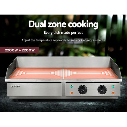 Devanti Commercial Electric Griddle 73cm BBQ Grill Plate 4400W