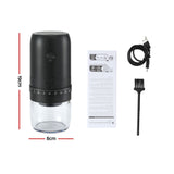 Devanti Electric Coffee Grinder USB-C Rechargeable Portable Coffee Bean Grinder with 40 Precise Grind Settings | Automatic Spice Nut Pepper Grinder Mill with Cleaning Brush & Ground Coffee Container for Home Office Camping Travel, Black