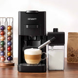 Devanti Capsule Coffee Pod Machine with Milk Frother, Black.
