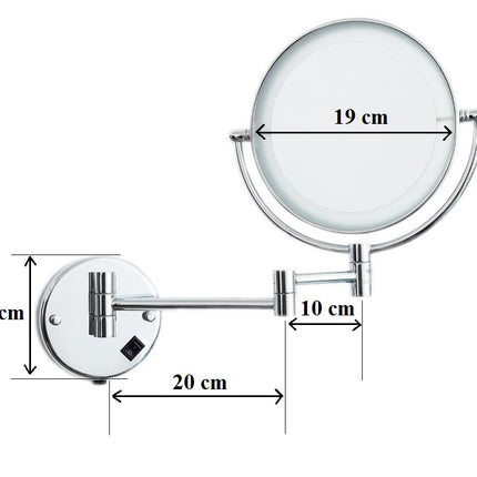 Dolphy Dual Sided LED Wall Mount 5X Magnifying Mirror 8Inch - Chrome Finish