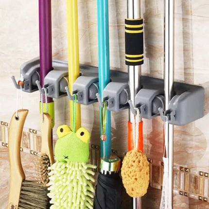 Plastic Mop Hook Wall Hanging Multifunctional Card Holder Drop Mop Rack Bathroom Broom Hanger