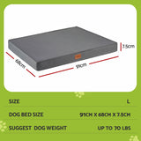 i.Pet Dog Bed Large Water-resistant Egg Crate Foam Orthopedic Pet Mat Grey