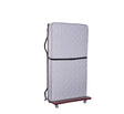 A foldable spring mattress bed with wheels, featuring a wooden headboard and a textured gray mattress cover. The bed is upright and appears to be in a storage position, with the wheels visible at the base.