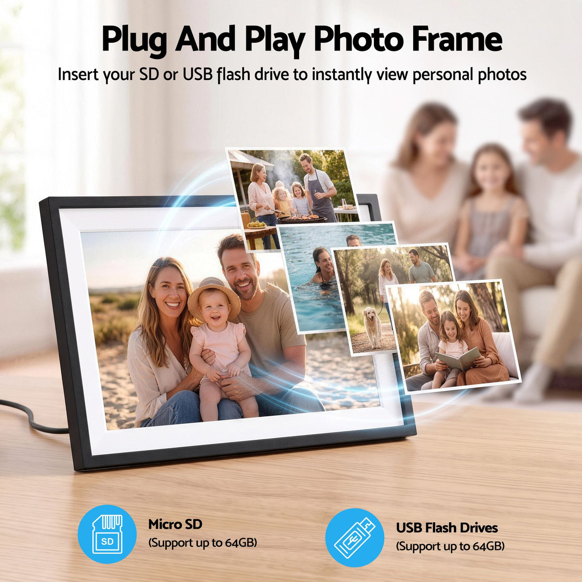 Artiss 10" Smart Digital Clock Calendar HD IPS Touchscreen Weather Photo Frame