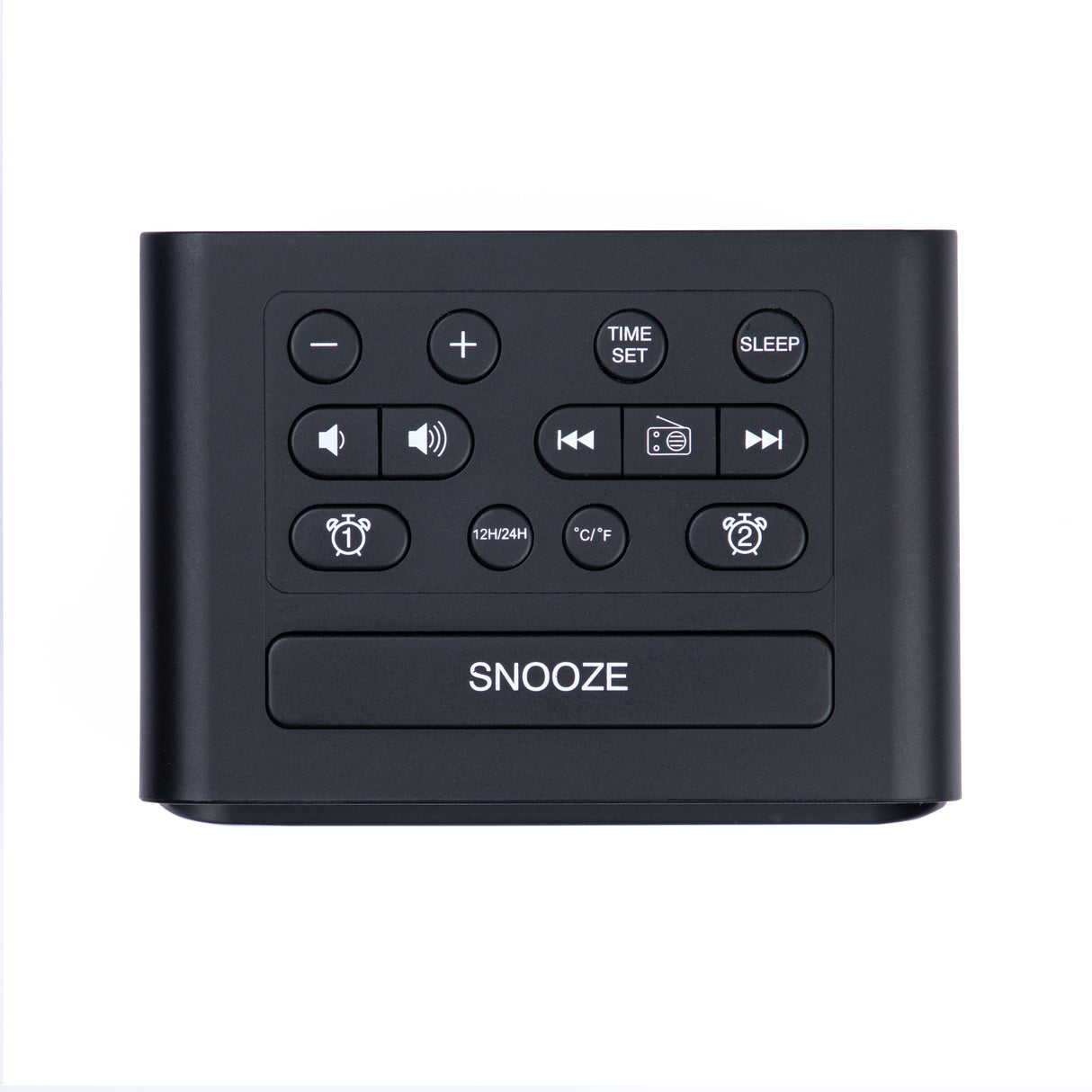 Dolphy Bluetooth Multifunction Alarm Radio Dock Station – Black ABS, Compact Bedside Unit with FM Radio, Wireless Audio Streaming, Custom Alarm & Easy Controls for Home or Hotel