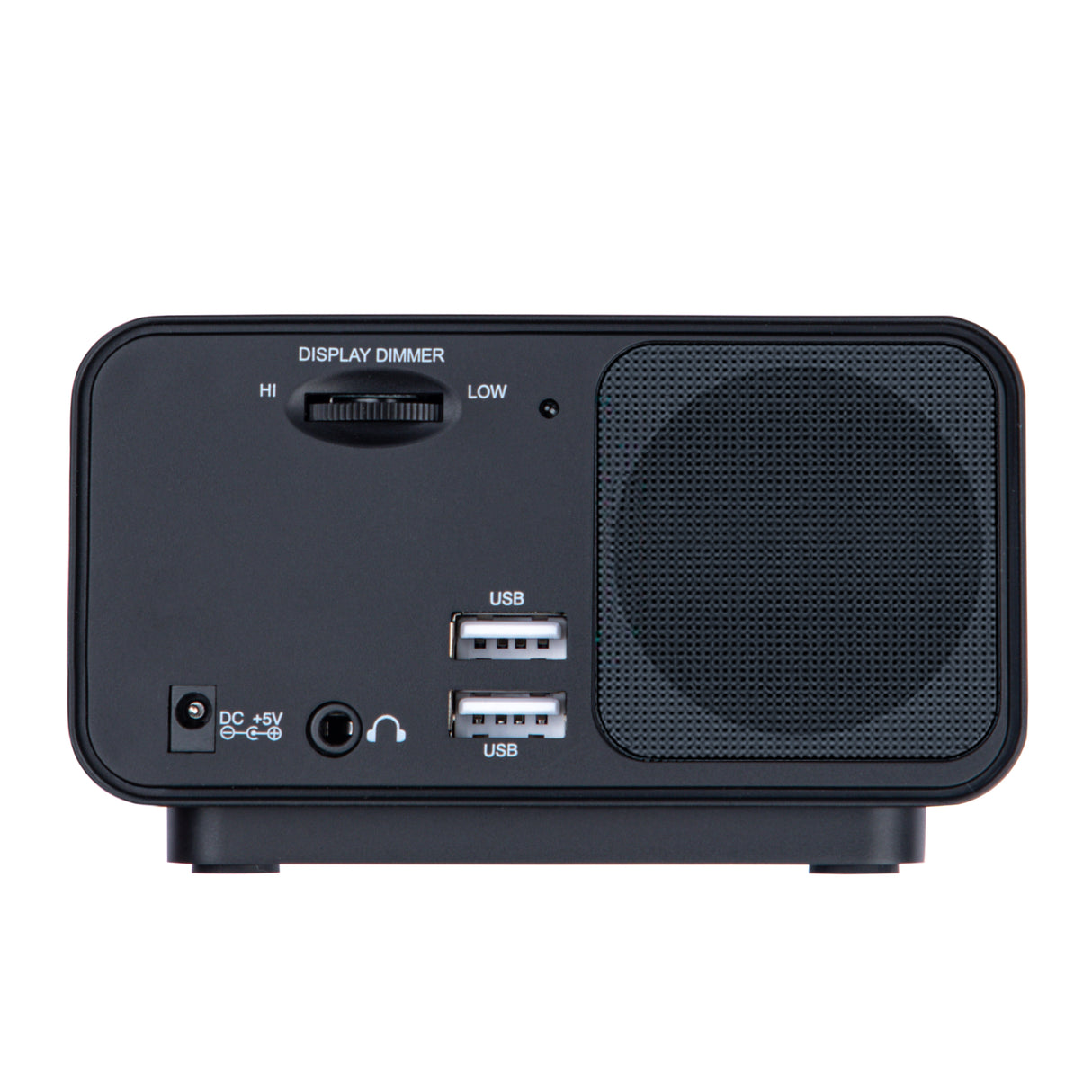 Dolphy Bluetooth Multifunction Alarm Radio Dock Station – Black ABS, Compact Bedside Unit with FM Radio, Wireless Audio Streaming, Custom Alarm & Easy Controls for Home or Hotel