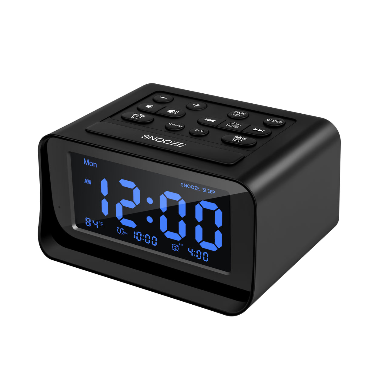 Dolphy Bluetooth Multifunction Alarm Radio Dock Station – Black ABS, Compact Bedside Unit with FM Radio, Wireless Audio Streaming, Custom Alarm & Easy Controls for Home or Hotel