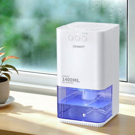 Devanti Sleep white portable dehumidifiers.