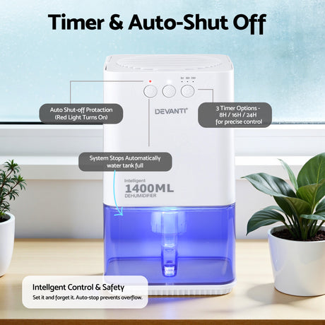Devanti Sleep white portable dehumidifiers.
