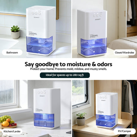 Devanti Sleep white portable dehumidifiers.