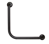 Black stainless steel wall mount grab rail, 450x450mm.
