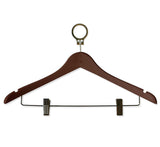 Dolphy Security Wooden Cloth Hanger – Brown Timber Hangers with Anti-Theft Ring, Grooved Rod & Non-Slip Bar – Pack of 50 – 44.5cm