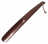 Brown Natural Wood Shoe Horn with Leather Thong Polished Horn Finish, Long Handle, Shoe Accessory for Men & Women.