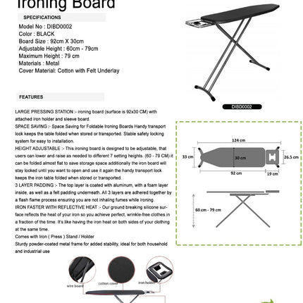 Folding Ironing Board - Black