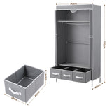 Artiss Large Portable Clothes Closet Wardrobe with Tiebacks Grey