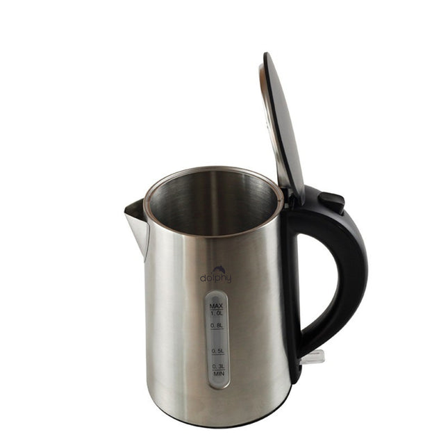 Dolphy Automatic 360° Single Touch Lid Locking Electric Kettle 1L - Brushed Silver