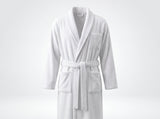 White terry towelling kimono bathrobe with self belt