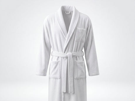 White terry towelling kimono bathrobe with self belt