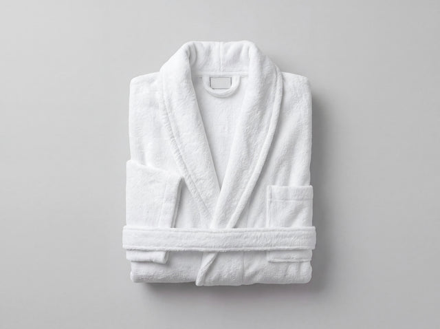 White terry towelling kimono bathrobe with self belt
