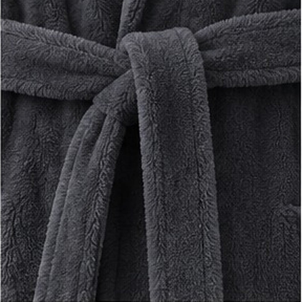 Plush Bathrobe 100% Microfibre - Charcoal Grey