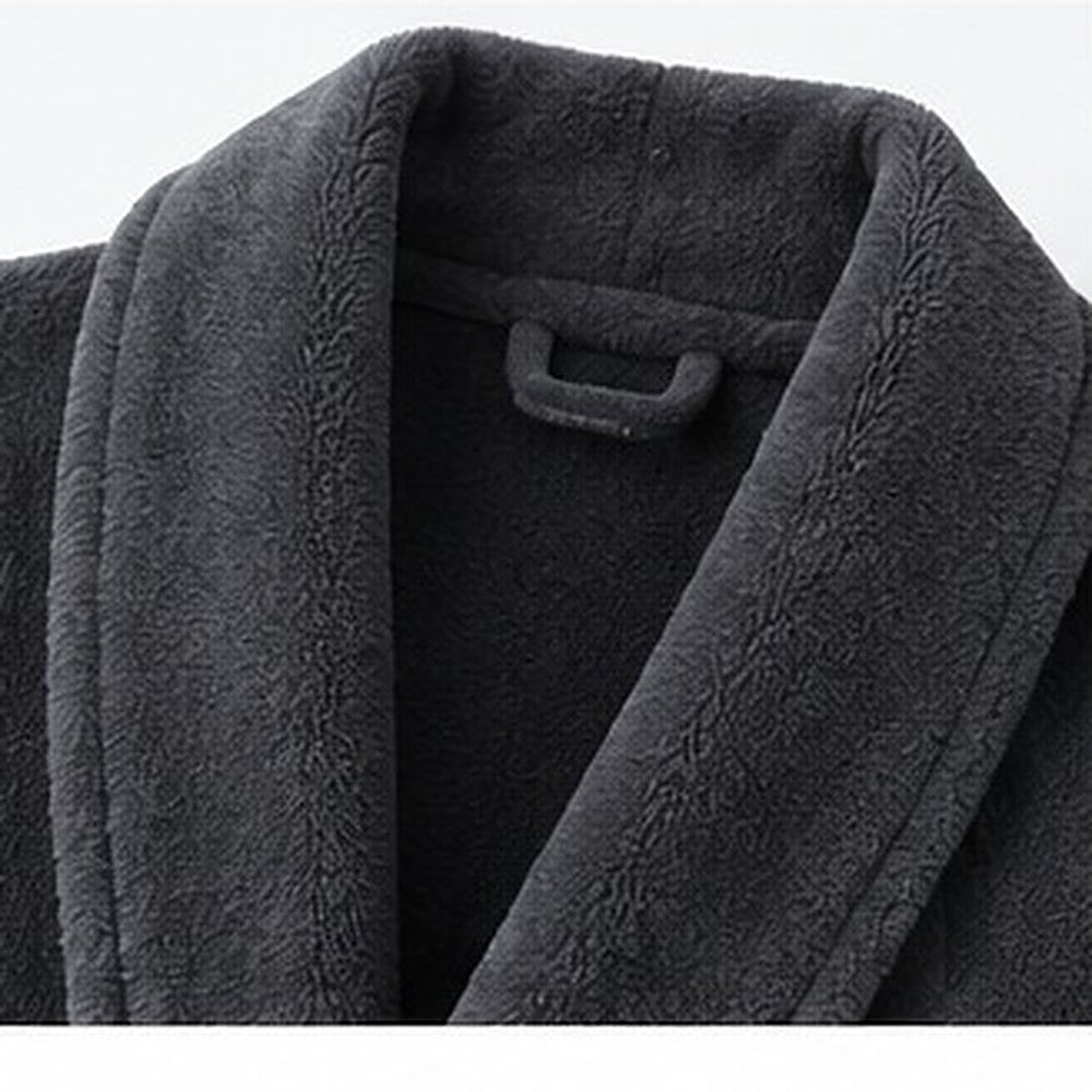 Plush Bathrobe 100% Microfibre - Charcoal Grey
