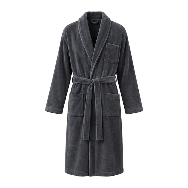 Plush Bathrobe 100% Microfibre - Charcoal Grey