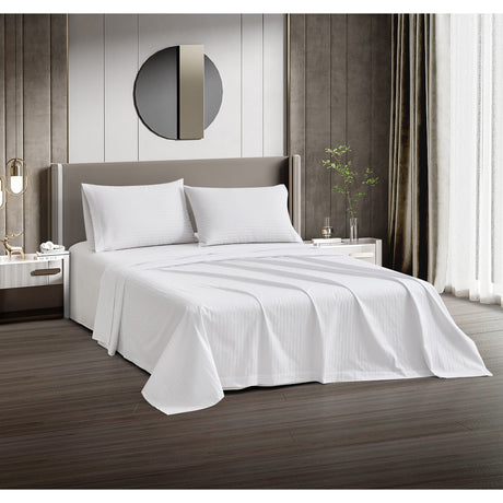 Dolphy Linen 50/50 Polycotton 10mm Satin Stripe White Commercial Pillowcase