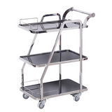 Silver stainless steel service trolley, 60x45x85 cm.