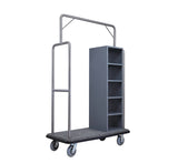 Stainless steel linen transport trolley, 120x58x184 cm.