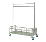 Stainless steel hanging laundry trolley, 122x55x171 cm.