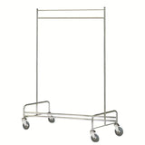 Silver stainless steel laundry trolley, 122x55x172 cm.