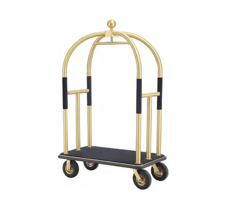 Champagne stainless steel luggage trolley.