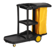 Dolphy High-Capacity Black Janitorial Cleaning Cart