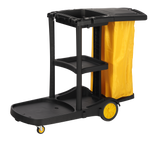 Dolphy High-Capacity Black Janitorial Cleaning Cart