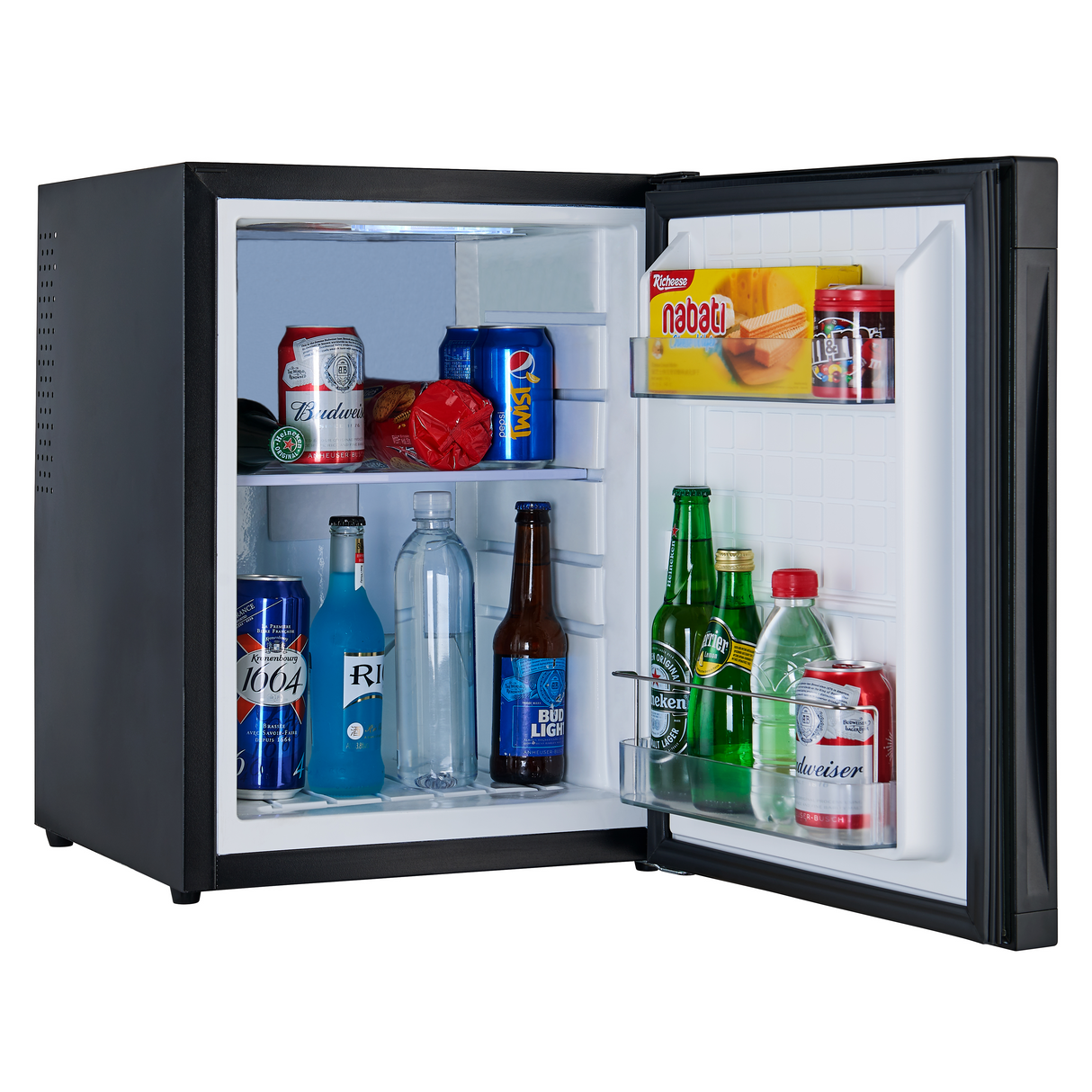 Dolphy 30L Solid Door Thermo-Electric Minibar – Silent Cooling, Energy-Efficient Compact Fridge with Reversible Door – Model DMBR0008, Black