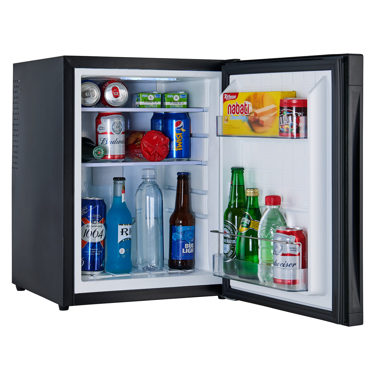 Dolphy 40L Solid Door Thermoelectric Minibar – Silent Cooling, Energy-Efficient Compact Fridge with Adjustable Shelves & Reversible Door – Model DMBR0010, Black