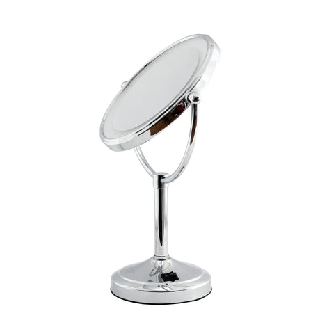 Dolphy 8-Inch Dual Sided LED Tabletop Magnifying Mirror – 1X & 5X, 360 Swivel, Silver Finish