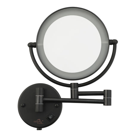 Dolphy black LED wall mount magnifying mirror front view