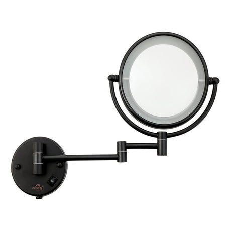 Dolphy 8 Inch Black LED Wall Mounted 5X Magnifying Mirror