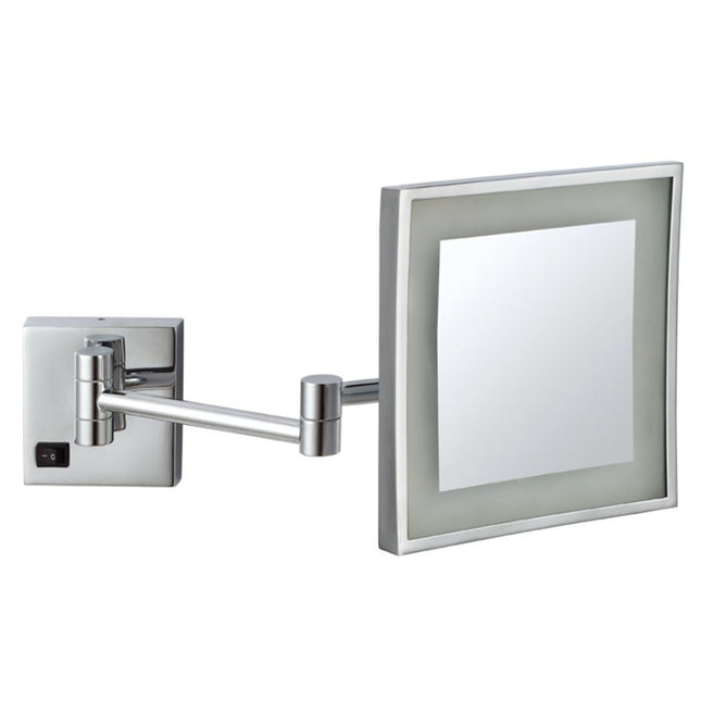 Dolphy 180° LED Wall Mount 3X Magnifying Mirror 8 Inch - Silver Chrome Finish