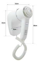 Dolphy Energy Efficient Wall Mounted Hair Dryer 1200W – White ABS Plastic, Quiet & Fast Drying, Durable Wall Mount