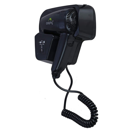 Dolphy black wall mounted hair dryer side angle