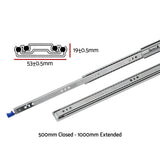 Giantz 2x Drawer Slides Heavy Duty Full Extension Locking 500-1000mm Length