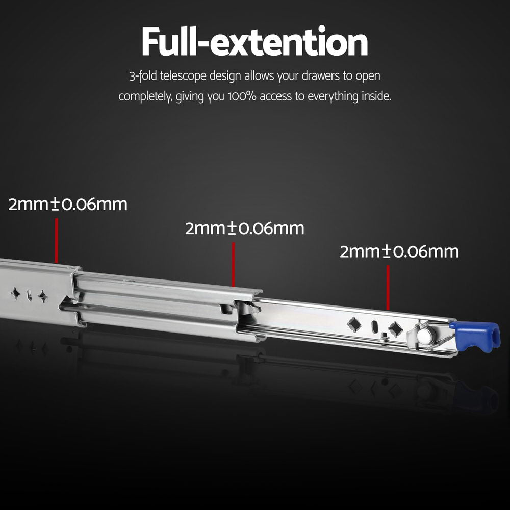 Giantz 2x Drawer Slides Heavy Duty Full Extension Locking 750-1500mm Length