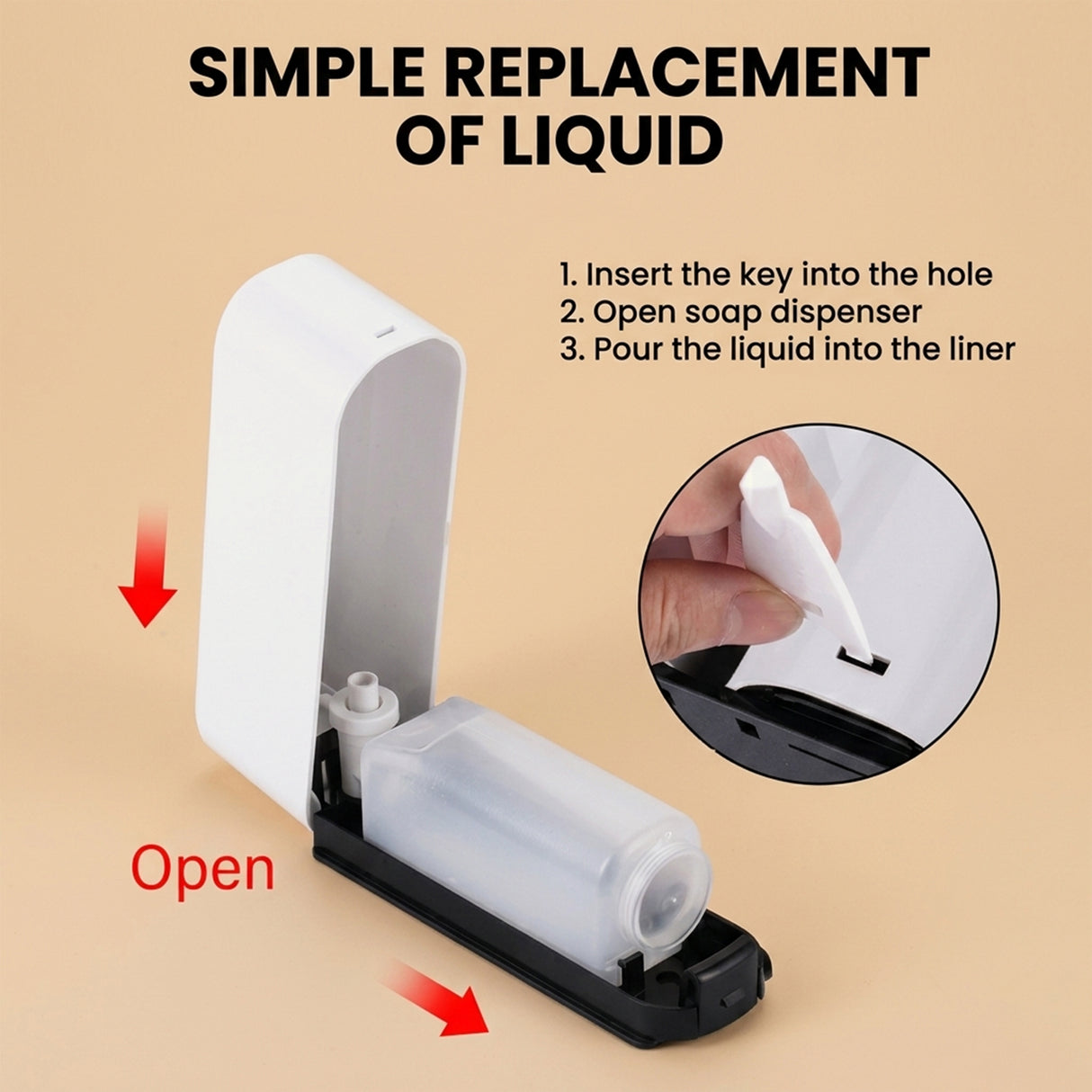 Dolphy 300ml Wall Mount Soap Dispenser – White ABS Plastic, Manual Push, Refillable for Liquid Soap, Sanitiser, Lotion